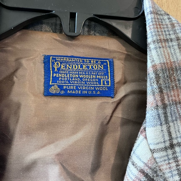 Pendleton Lightweight Shirt Jacket Brown & Beige Plaid VTG Mens Large EUC - Picture 4 of 9